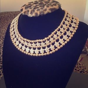 Rhinestone and gold choker